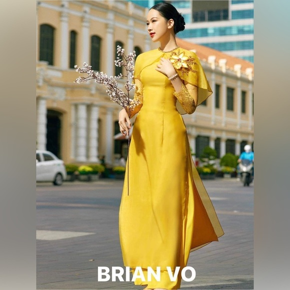 Ao Dai Vietnamese Long Dress - with Pants (Free Priority shipping) - Picture 1 of 11